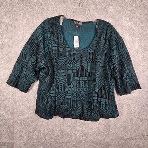 Lucy Diamonds NWT Women's Long Sleeve Pullover Top Green Size 5X